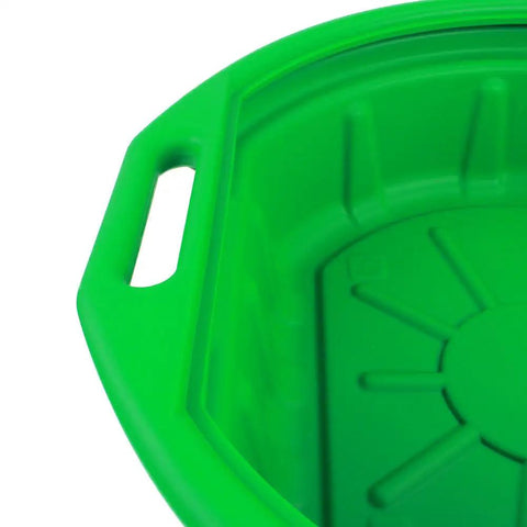 Portable Oil Drain Pan For Cars And Fluids Anti Freeze Green With A Large Opening And Anti Splash Lip Lightweight Yet Durable Polyethylene
