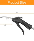 Straight Shot Air Blow Gun Featuring Tapered Bent Nozzle And Quarter Inch Npt Male Plug, 9 inch size for compressor use.