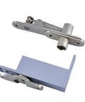 Heavy Duty Two Pack Door Pivot Hinges With Slick Invisible Hidden Design And Dead On Auto Soft Close Mechanics For Game Changing Up Down Cabinet Alignments, showing metallic pivot hinge components.