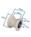 Heavy Duty U Groove Gate Wheels With Double Bearings Buttery Smooth Nylon Track Rollers featuring 60mm height and 48mm width.
