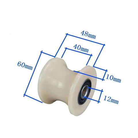 Heavy Duty U Groove Gate Wheels With Double Bearings Buttery Smooth Nylon Track Rollers featuring 60mm height and 48mm width.