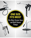 Heavy Duty Quick Release Grease Coupler XL for 1 8 NPT Fittings, Hands Free Latching with various grease guns and pumps
