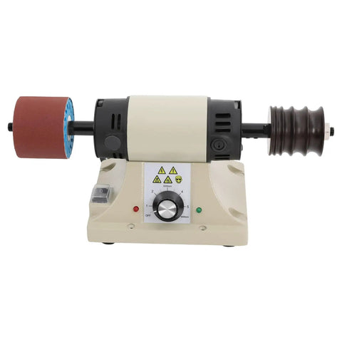 Heavy Duty 350W Electric Leather Edge Polisher with adjustable speed, six sanding belts, compact design for crafting.