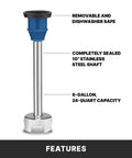 Pro Kitchen Workhorse Immersion Blender With Rock Solid Variable Speed And A Versatile 10 Inch Stainless Shaft for soups and sauces.