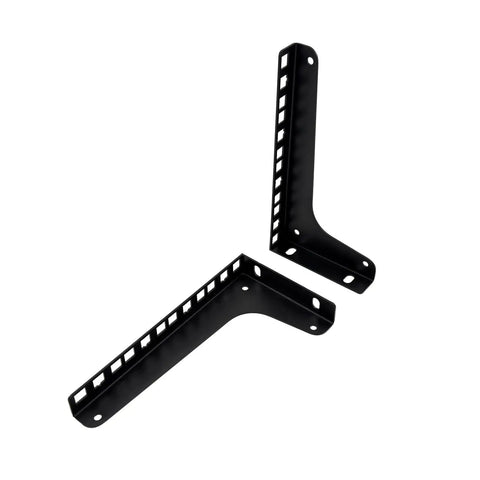 Built Tough 4U Vertical Wall Mount Rack Rails with M6 Screws and Cage Nuts, black metal brackets for secure network gear mounting.