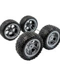 Four Pack Toy Car Wheels With Rubber Tires And Metal Shafts For RC Cars Trucks Boats Drones Robots Helicopters DIY Model Building Parts