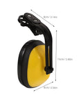 Job Site Tough Safety Hard Hat Ear Muffs With Integrated Noise Blocking Cups For Industrial Hearing Protection And Heavy Duty Construction Environments side view showing dimensions and design.