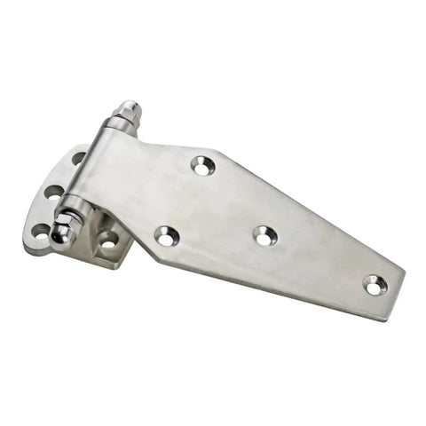 Beefy 304 Stainless Steel Heavy Duty Hinge With Bearings For Flat Doors On Refrigerated Trucks And Industrial Equipment Use One Piece Easy Install Durable Security Mounting Holes, angled view