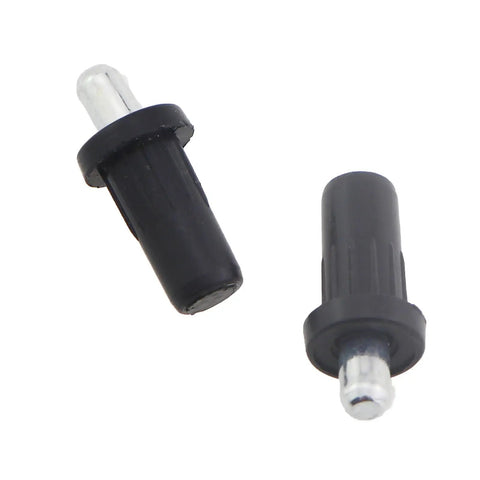 30 Piece Premium Cabinet Door Damper Pins Telescopic Pivot Hardware Nylon Center Connectors, two black nylon pins with metal ends.