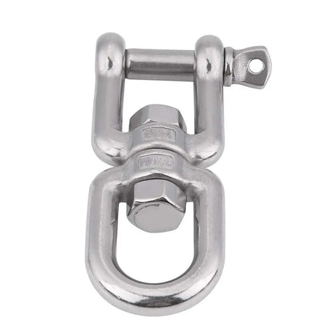 Heavy Duty 304 Stainless Steel Swivel Snap Shackle, polished finish for rust proof rigging in marine applications.