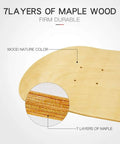 Close-up of 7-layer maple wood construction on Blank Maple Skateboard Decks Set Of 3, 31 X 8 Inches, double tail, lightweight and durable