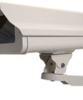 Two In One Heavy Duty Aluminum Outdoor CCTV Housing Box With Front Hinged Lid Lockable Clasp Glass Window Lens Weatherproof Design 360 Degree Rotating Bracket And 90 Degree Tilt Wall Mount Kit For CCTV Cameras side view