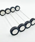 Eight Piece RC Car Wheel Set With Durable Rubber Tires And Metal Shaft Axles For DIY RC Cars, Trucks, Robots And Model Builds, 20mm Diameter Wheels For 2mm Shafts, Plug And Play Ready To Roll