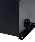 Corner view of 10 Gallon Welded Steel Hydraulic Reservoir Tank 14 Gauge Metal Construction Black Finish With 2 Inch Suction Port