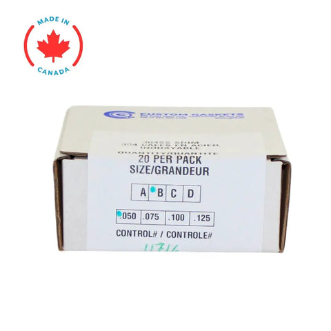 Top Shelf Stainless Steel Slotted Shims 3X3 Inch Square Replacement Pack Precision Layout Gauge packaging for 20 pieces, made in Canada.