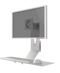Heavy Duty Aluminum Wall Mounted Monitor Arm With Adjustable Keyboard Tray showing ergonomic design and keyboard shelf.