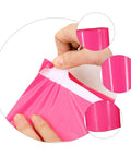 Close-up of hands using waterproof pink poly mailer bags pack of 100 size 17 by 30 cm thickened puncture resistant for shipping and storage