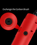 Red corded electric die grinder with carbon brush replacement accessory