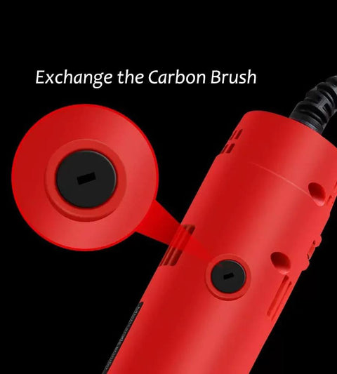 Red corded electric die grinder with carbon brush replacement accessory