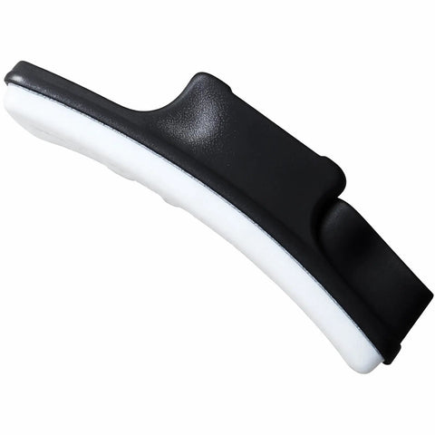 Side view of black and white felt brake pad from 2 Pack Felt Caliper Brake Pads For Fitness And Exercise Bikes, 4.3 x 1.18 x 0.8 inches
