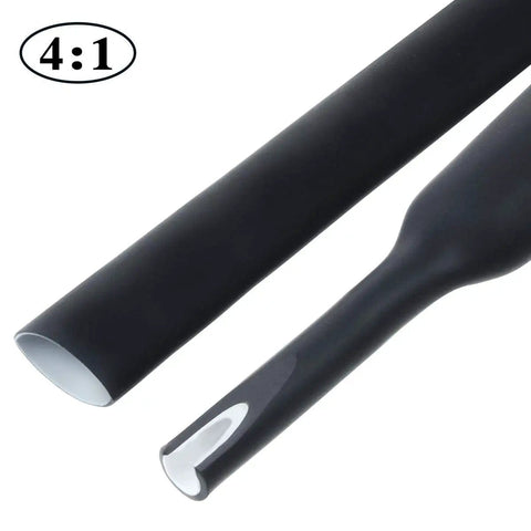 Four to One Large Heat Shrink Tubing Assortment Kit for Auto Wiring, black insulation tube with white adhesive liner