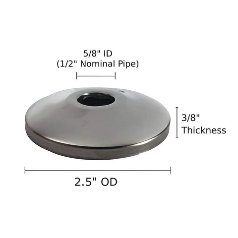 Slick 1/2 In Escutcheon Plates With Badass Sure-Grip Seal, chrome 2.5" OD, 5/8" ID, for hiding pipe gaps in Copper Pex lines.