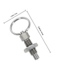 Rock Solid Stainless Steel Spring Loaded Pull Ring Indexing Plunger Knobs Pair Heavy Duty Retractable Locating Pins For Industrial Gear And Precision Tools Smooth Grip Locking Hardware with measurements.