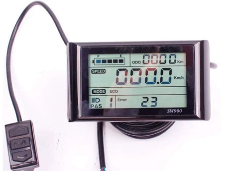 Ride Ready 36V 48V 60V 72V E Bike LCD Display Gauge for Ebike Scooter and Motorcycle showing speed and battery level