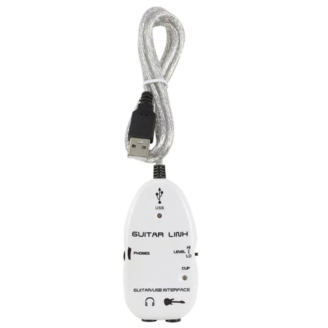 Guitar USB Audio Interface for PC With Stereo Headphone Output and USB Powered Monitoring, Plug And Play Setup for Recording