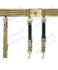 Templar Sir Knight Ceremonial Sword Belt And Buckle In Black And Gold With Lace Adjustable 36 To 50 Inches, gold buckle