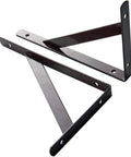 Heavy Duty Shelf Brackets 8 Inch By 5 Inch Wall Mount L Shaped Steel Brackets For Floating Shelves Black 4 Pack With Pre Drilled Holes And Included Mounting Hardware, showing two black steel brackets with pre-drilled holes.