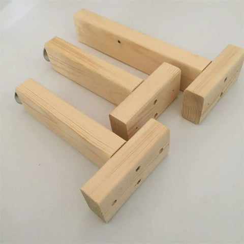 Adjustable T Shaped Furniture Leg Set for Beds, Cabinets and Tables, solid wood legs on white background