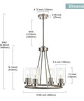 Wagon Wheel Chandelier With Clear Glass Shades For Four Light 19 Inch Wide Dope Modern Brushed Nickel Ceiling Light Fixture dimensions