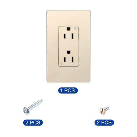 Slick Multifunction Wall Outlet With Built In Usb And Type C Ports 125V 15A Tamper Resistant Socket Plate with screws