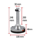 Heavy Duty Adjustable Leveler Feet Four Pack With Thick Non Slip Pvc Bottom Hella Sturdy For Kitchen Cabinets Workbenches And Tables, showing dimensions of individual leveler foot.