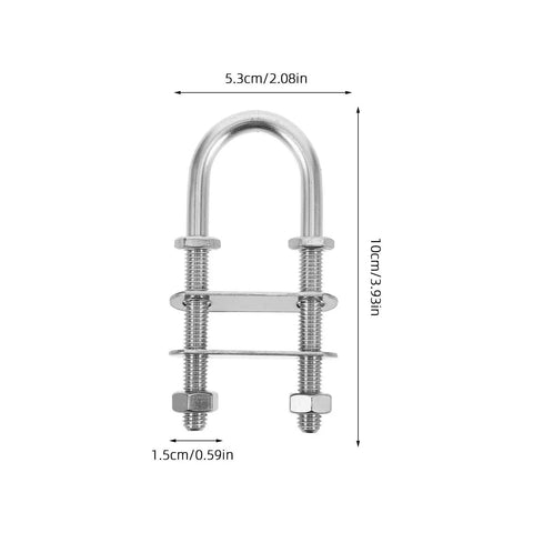 M8 Stainless Steel U Bolts Heavy Duty U Shaped Fasteners for Marine Use and Yacht Deck Hardware Easy Removal U Clamp Screws for Boats Trailers and Deck Mounts, 10x5.3x1.5 cm