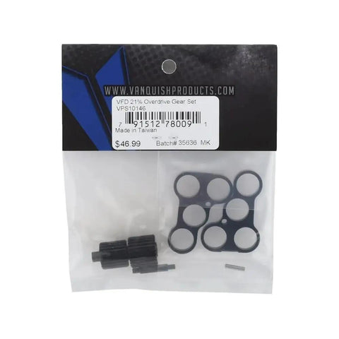 21 Percent Overdrive Gear Set For Electric RC Cars And Trucks Boost Front Wheel Speed Improve Steering And Turning And Crawling On Technical Terrain With 21 Percent Overdrive Ratio VPS10146 in packaging