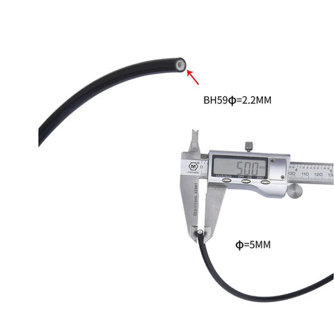 2.5M Bicycle Hydraulic Brake Line BH59 with olive connector, showing 5mm diameter in caliper for disc brake hose repair kit.