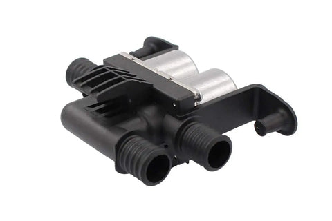 Heavy Duty Bmw Water Heater Control Valve Featuring Dual Solenoid Hvac Coolant Flow Regulator No Sweat Swap For E39 E53 Range Rover And 5 Series Slick Setup, showing dual solenoid design and durable plastic construction.