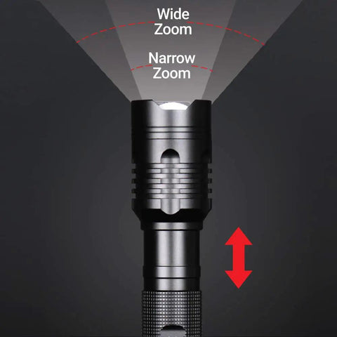 Beast Mode Bright Tactical LED Flashlight With Aluminum Alloy Body Zoomable Strike Bezel Adjustable Beam Focus
