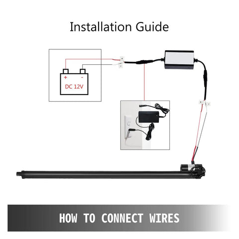 Wiring installation guide for Heavy Duty 2 Pack Linear Actuator Kit Featuring 30 Inch Stroke And 900N Push Force Rugged 12V Dc Electric Motor.