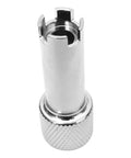 Second Stage Regulator Adjustment Tool For Scuba Diving With Four Slots Inline Drive, chrome plated copper design.