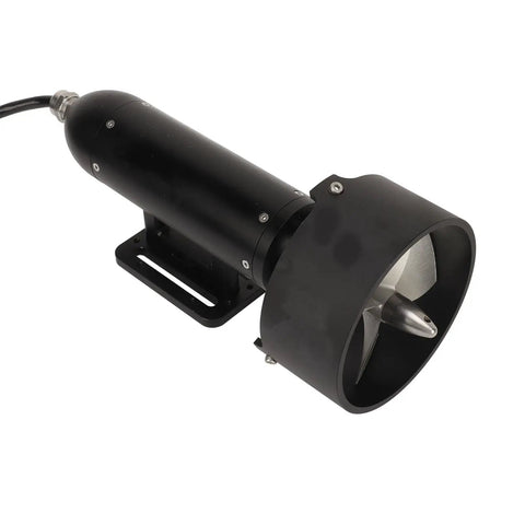 CCW Underwater Thruster Brushless Motor For AUVs with sealed housing and CNC machined propellers, side view.