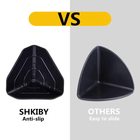 Comparison of Heavy Duty Plastic Box Corner Protectors 80 Pack Tough Edge Guards, anti-slip on left, easy to slide on right.