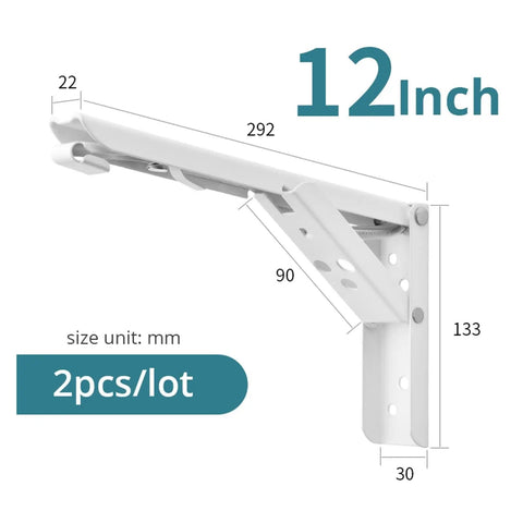 Triangular Bracket 2 Pack Wall Mounted Shelf Support For Bench Table Hidden Kitchen Storage Hardware Heavy Duty Stainless Steel Brackets For DIY Shelving And Furniture Projects, dimensions shown