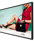 Next Level 55 Inch Outdoor LCD Display Cranked Out With Full HD Vibes, showcasing stylish bag advertisement in vibrant colors.