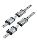 Smooth Linear Rail Block For CNC And 3D Printer, Compatible With MGN7H, 9H, 12H, 15H Rails, Fits 100mm To 500mm Spans, Low Friction, Steady Back And Forth Movement, And Easy Disassembly For Quick Replacement; four linear blocks on rails