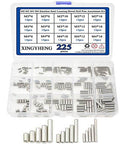 225 Piece Dowel Pin Set With 15 Kinds Of M2 M3 M4 304 Stainless Steel Round Straight Pins In A Storage Box