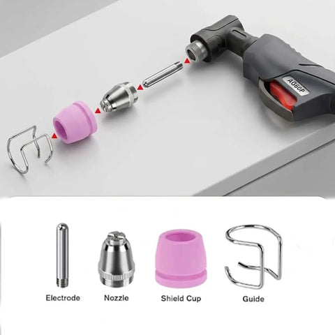 Heavy Duty Plasma Cutter Torch Tip Nozzle Kit 24 Pieces For AG60 AG50 SG55 WSD P60 shown with electrodes and cups