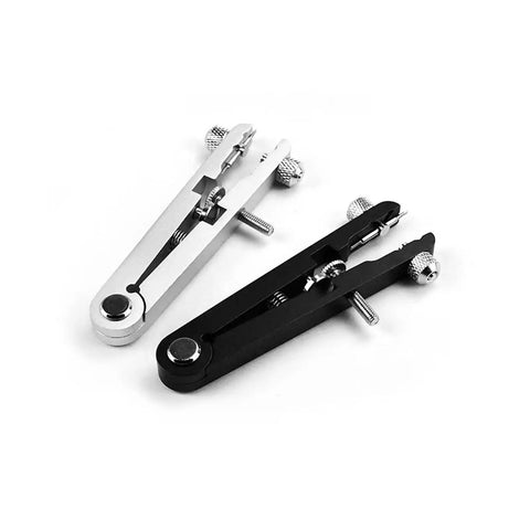 6825 Spring Bar Pliers Tool Set For Watch Bands, V Type Band Removal Pliers, black and silver metal, top view
